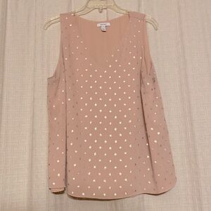 Nine West Pink Sleeveless with Gold Graphics Lined Blouse